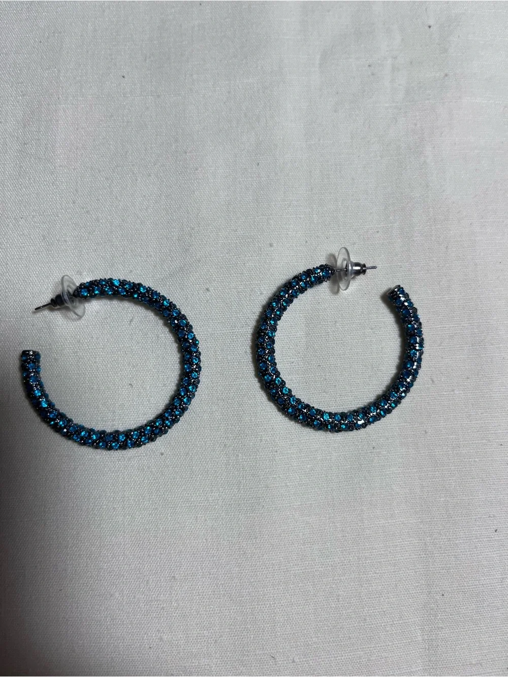 Blue Crystal Hoop Earrings